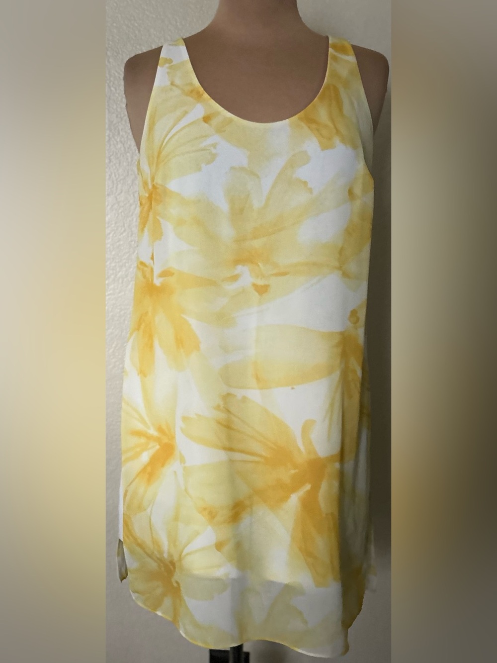 DKNY Yellow & White Watercolor Floral Romper